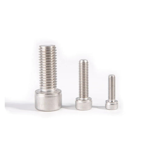 Top Shelf M4 Hex Socket Head Caps Forged From Marine Grade 316 Stainless Steel Din 912 Full Thread Allen Hardware in three sizes.