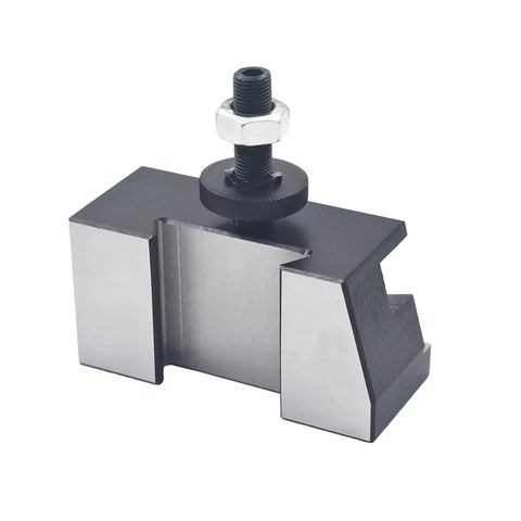 Heavy Duty Wedge Type Piston Quick Change Tool Post For CNC And Mini Lathes, steel construction, designed for quick setup.