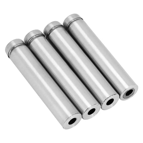 Four Pack Stainless Steel Glass Standoff Kit With Screws For Wall Displays Durable Hollow Glass Holders For Artwork And Signage Ideal For Home Office Retail Displays Glass Shelves And Framed Signs Self Tapping Screws Included 12x60mm Mounts, four stainless steel standoffs