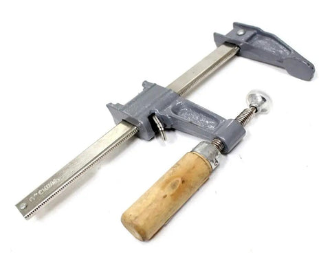 6 Inch Adjustable F Clamp With Wooden Handle And Precise Fine Adjustment Up To One And A Quarter Inch For Woodworking And Metalworking