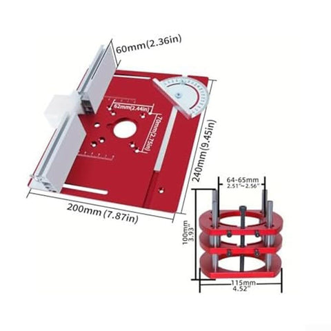 Ridiculously Solid Aluminum Router Table Insert Plate For Your Workshop Slick Sliding Surface Rust Resistant Replacement For Woodworking And Heavy Duty Carpentry Builds Red dimensions 200mm by 240mm with miter track