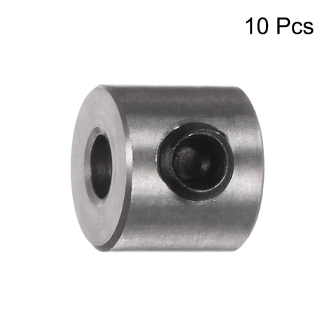 Side view of set screw shaft collar, stainless steel, 8mm OD, 7mm wide, 3mm bore, 10-piece set