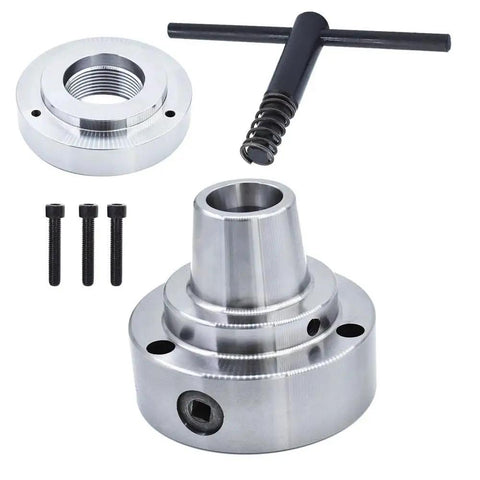 Premium Rhyhthm Testament 5C Collet Lathe Chuck Closer Kit with semi-finished adapter and bolts for precision machining.