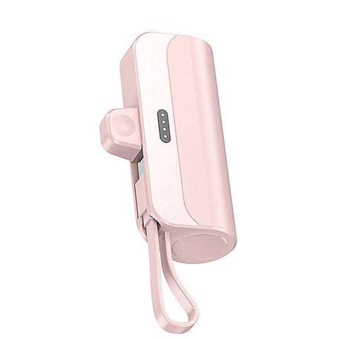 No Sweat Battery Charging Case For Rechargeable Cells Solderless DIY Power Bank Housing, compact pink design with USB port.