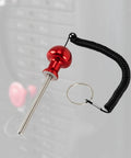Red weight stack pin with lanyard for gym and weightlifting, aluminum alloy loading pin, replacement pin for functional training.
