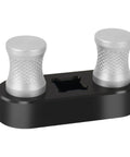 Heavy Duty Cable Bender Tool For Electrical Work with two silver knobs on a black base for enhanced grip and control.