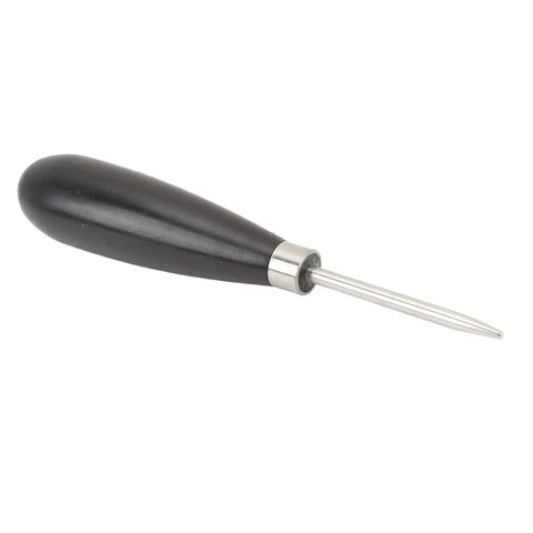 Racquet Stringing Straight Awl For Badminton And Tennis Rackets With Wooden Handle And Stainless Steel Tip Comfortable Grip Portable Hand Tool For Wire Threading And Safer More Precise Stringing, angled view