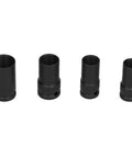 Heavy Duty Locking Wheel Nut Remover Sockets Kit With Thin Wall Design For Tight Spaces And Scratch Free Extraction Of 17mm 18.5mm 21mm And 26mm Lug Nuts On Any Ride Using Durable Aluminum Alloy Impact Tools, four black sockets