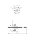 Technical drawing of 8Mm Lead Screw 150Mm With Brass Nut For 3D Printer Z Axis Acme Thread 2Mm Pitch 4 Starts 8Mm Lead SUS304