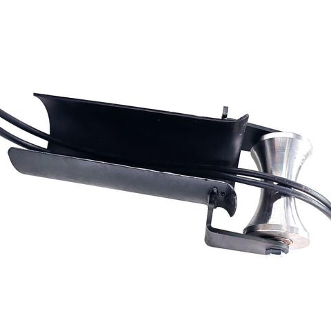 Beefy Steel Cable Feeding Sheave For 4 Inch Conduit With Dual Bearings Cable Puller Wheel in durable black steel plate construction