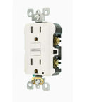 15 Amp 125 Volt Duplex Self Test Slim GFCI Outlet White 4 Pack No Fuss Self Test On Power Up In Under 3 Seconds And Crystal Clear Status Indicator Light For Easy Power And Protection Monitoring, front view