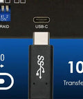 Professional Dual Ssd Docking Station Usb 3.2 Gen 2 10gbps Usb C Raid 0 1 Jbod External Drive Adapter showing USB-C port and data transfer speed.