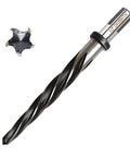 Half Inch Bridge Construction Reamer Drill Bit M2 HSS Taper Chucking Reamer For Steel Alloy Metal Wood Plastic Built Tough Pro Grade Five Spiral Flutes Car Reamer To Align Or Enlarge Holes 12mm showing five spiral flutes and tapered shank.