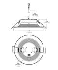Diagram of Canless LED Recessed Light 6 Inch, 4 Pack, Wet Rated With Mounting Frame and dimensions.