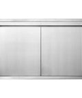 Badass 35 By 24 Double BBQ Access Door For Outdoor Kitchens With Slick Recessed Latches Concealed Hinges Heavy Duty 304 Stainless Steel front view.
