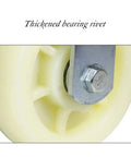 Heavy Duty Swivel And Fixed Caster Wheels Replacement Set Tough As Nails Thickened Nylon showing thickened bearing rivet construction.