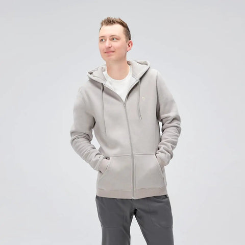 Tall Length Full Zip Fleece Hoodie For Men With Slim Tall Tailored Fit Midweight Comfort Soft Fleece Lining Durable Long Lasting Jacket Extra Length No Extra Width XL Mink