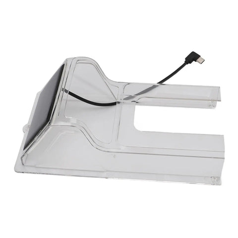 Sun Powered Doorbell Rain Cover No Fuss Shield with transparent ABS plastic, side view showing solar panel and cable, weatherproof design