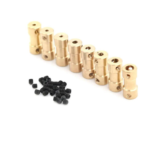 Heavy Duty Brass Flexible Shaft Coupler For Motor Transmission Connector and Rock Solid Drive Shaft Connections with 5mm Bore and M3 Mounting Bolts.