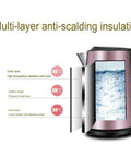 Kickin Rapid Boil Electric Kettle With Zero Hassle Auto Power Off Built From Top Shelf 304 Stainless Steel multi-layer insulation design.