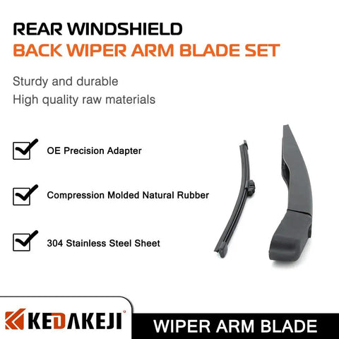 Heavy Duty Badass Rear Windshield Wiper Arm Assembly Slick Quick Clip Swap For Ford Escape 2013 To 2018 And Explorer Rear Wiper Replacement Oem Bb5z17526c stainless steel and rubber blade set.