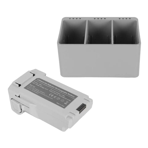 Two Way Charging Hub For Mini 3 Pro Drone Batteries, Rapid Three Battery Charger With Replacement Battery shown