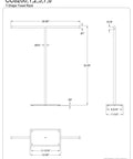 Technical drawing of Claremont Freestanding Towel Rack In Brushed Nickel That Holds Two Big Towels With A Tall T Shaped Post And 32.75 Inch Overall Height Built From Solid Brass And Stainless Steel Construction For A Durable Modern Bathroom Look