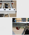 Control panel and wheel mechanism of Heavy Duty Electric Lifting Elevator Mobile Lift Truck Folding Flatbed Cart for Warehouse Freight.