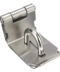 Heck Yeah Durable High Grade Stainless Steel Door Latch With Secure Padlock Buckle and Rustproof Gate Hasp, close-up view.