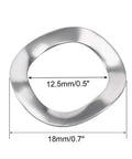 10 Pack 0.49 X 0.71 X 0.01 Inch 304 Stainless Steel Wave Spring Washers showing 12.5 mm ID and 18 mm OD for screws and bolts.