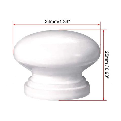 Five Piece White Wooden Cabinet Knobs For Kitchen Drawers And Cupboard Doors, Decorative Round Furniture Pulls, 34mm size