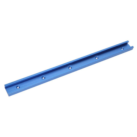 Aluminum Miter Track Jig 800mm T Slot, anodized blue alloy, for router table fence setup, woodworking guide with precise alignment holes