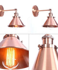 Heavy Duty Adjustable Wall Sconce Featuring Straight Up Industrial Design Foolproof Mounting E27 Base Solid Bronze Glow Ideal For Reading Lounge Bath Or Guest Room In Rich Red Tone with copper finish and visible bulb.