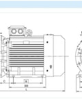 Technical diagram of AC 380V Variable Frequency Drive Motor For Industrial Air Compressors, Beefy Yet Efficient Permanent Magnet Synchronous Motor, 2.2KW 152W, YYT100L Series.