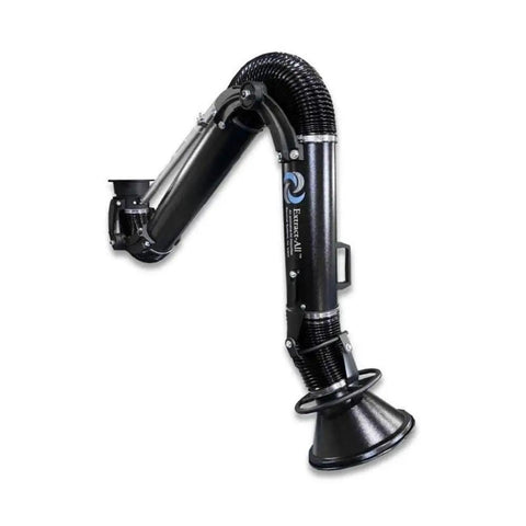 Badass Industrial Wall Mounted Smoke Slurper Arm With A Gnarly 180 Degree Rotation And Beefy Capture Hood For Zapping Nasty Welding Fumes And Shop Dust In Black 4X84
