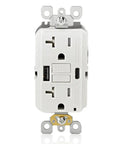 Self Test GFCI In Wall USB Charger With Type A And Type C USB Ports Delivers 4.8A Total Charging Power Continuous Ground Fault Protection Smart Chip Technology Delivers Over 2x Charging Power For Smartphones And Tablets GUAC2 W