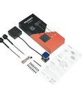 Moonlight FPV Kit with Ultra HD 4K 60FPS camera, EIS Gyroflow, digital FPV transmitter, antennas, cables, and instructions displayed.
