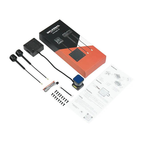 Moonlight FPV Kit with Ultra HD 4K 60FPS camera, EIS Gyroflow, digital FPV transmitter, antennas, cables, and instructions displayed.
