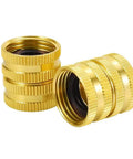 2 Pack Three Quarters Inch GHT Female to Female Garden Hose Connector Brass Swivel Fittings for Standard Hoses and Watering Tools, Heavy Duty, Corrosion Resistant, Rustproof, Durable, Easy Quick Connect. Brass female hose connectors