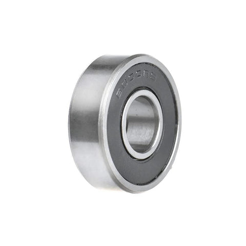 6000-2RS rubber-sealed deep groove ball bearing, angled front view; steel, ABEC-5, 0.39 in x 1 in x 0.31 in