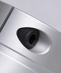 Close-up of Beefy Aluminum Plum Flexible Shaft Coupling D25 L35 Bore 7 To 8 mm Motor Connector for CNC and 3D printers.