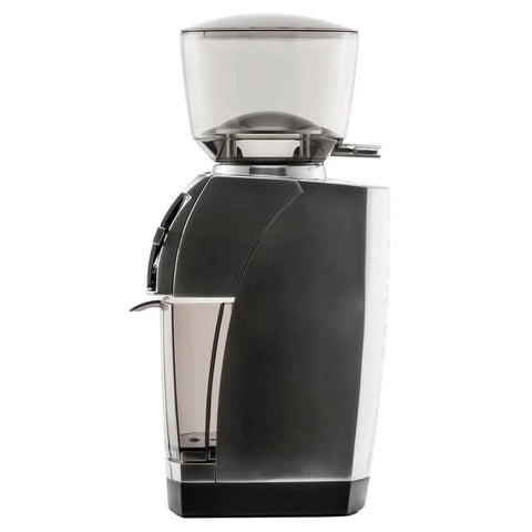 Heavy Duty Commercial Coffee Grinder Featuring Flat Steel Burrs And 260 Grind Settings For Espresso And Pour Over Brewing, side view.