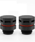 Top Shelf M12 Waterproof Breather Plug With O Ring For Junction Boxes And Outdoor Electrical Enclosures Built Tough To Handle Heavy Rain And Dust Without Breaking A Sweat Pair, showing two black nylon plugs with red seals.