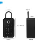Matrix Key Lock Box With Wireless Hub And Bluetooth Access For Outdoor Use, showing dimensions and front view