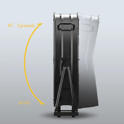 Side view of Straight Up Heavy Duty 48 Inch Electric Floor Fan, showing adjustable tilting feature and sturdy base.