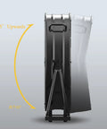 Side view of Top Shelf 48 Inch Heavy Duty Metal Floor Fan Dead Silent Commercial Air Circulator showing 45-degree tilt design.