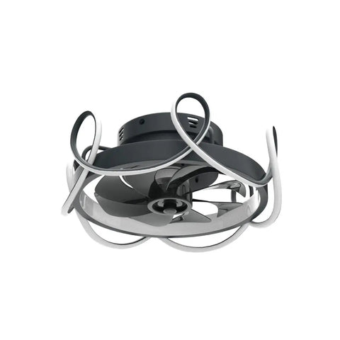 Bladeless Ceiling Fan With Lights And Remote, Ultra Quiet With Six Speeds And Stepless Dimming, Modern Geometric Design, Black Finish