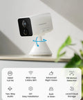 Outdoor Security Camera With Spotlight, 1080P HD Color Night Vision, Wireless WiFi Smart Home Camera on indoor stand