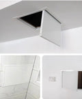 Built Tough Aluminum Access Door For Drywall Panels With Snag Free Flush Mount And Heavy Duty Galvanized Core designed to hide utility shafts, 12 by 14 inches.