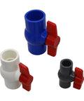 Heavy Duty PVC Ball Valve And U PVC Sliding Pipe Connector For Plumbing Repair Built Like A Tank With Smooth Rotation And Leak Proof Design For No Hassle Repairs On The Fly, featuring three color variations.